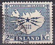 Iceland 297 1956 Map Cpl Used