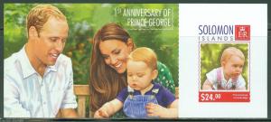 SOLOMON ISLANDS  2014 1st BIRTHDAY PRINCE GEORGE WITH KATE & WILLIAM S/S IMPF NH