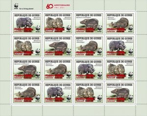 Guinea - 2021 WWF 60th Anniversary, Animals - 16 Stamp Sheet - GU210259c1