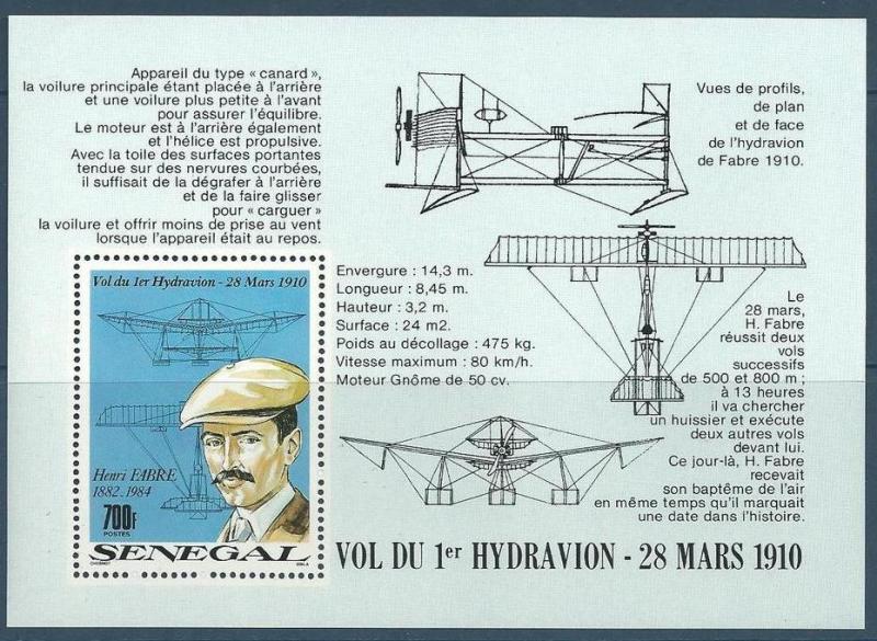 1989 Senegal Scott 859-862 Flight of the 1st Seaplane MNH