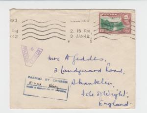 CEYLON TO UK 1942 CENSOR COVER (MILITARY AND CIVIL), 15c RATE(SEE BELOW