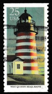 SC# 2472 - (25c) - Lighthouses, West Quoddy, Maine, used singl