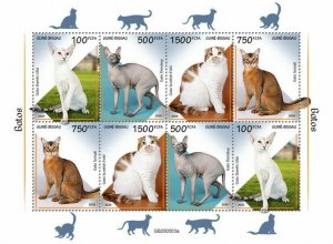 Guinea-Bissau Cats Stamps 2020 MNH Somali Scottish Fold Donskoy Cat 8v M/S