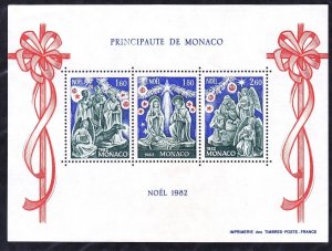 Monaco 1356a (1354-56) MNH 1962 Christmas Souvenir sheet of 3 Very Fine