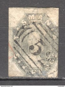 Tas049 1860 Australia Tasmania Six Pence Stamped 52 Launceston Gibbons Sg #44...