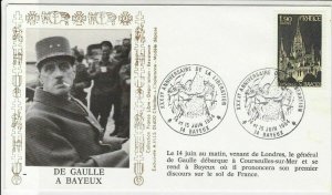 France WW2 Liberation 40th De Gaulle a Bayeux 14Bayeux Cancel Stamps CoverR19228