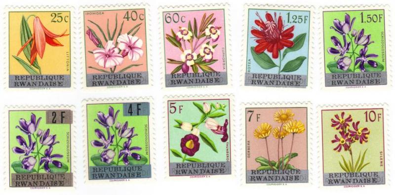 Rwanda #13-22 flowers MH complete