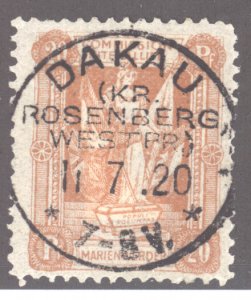 Marienwerder, Scott #4, Used, Dakau, Poland CDS SOTN