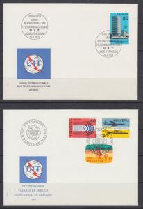 Switzerland Sc 10O10/11O5 FDC. 1973-88 International Offices, 5 different, VF