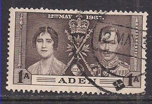 Aden 1937 KGV1 1an Coronation SG 13 Brown used ( C274 )