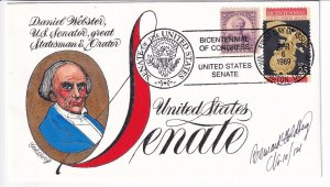 U.S.: Sc #2413, Daniel Webster, Hand-painted FDC Goldberg Cachet, 1989 (F32578)