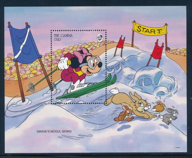 Disney Gambia - MNH Souvenir Sheet Minnie Skiing #1494 (1993)