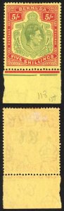 Bermuda SG118e KGVI 5/- Green and red/pale yellow Fine M/M