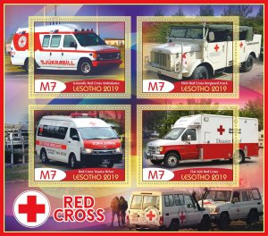 Stamps. Cars. Red Cross 2019 year 1+1 sheets perforated