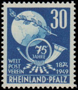 Germany Rhine Palatinate #6N41-6N42, Complete Set(2), 1949, UPU, Never Hinged