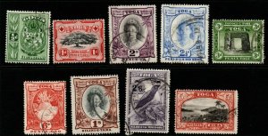 TONGA SG74/82 1942-9 DEFINITIVE SET FINE USED