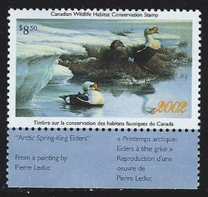 Canada 2002 wildlife habitat conservation   stamp  mnh  S.C. #  fwh18