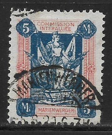 Marienwerder - Plebiscite - Scott #14 5M Blue and rose F VF - Used