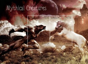 Liberia - 2014 - MYTHICAL CREATURES - Souvenir Sheet of 2 Stamps - MNH