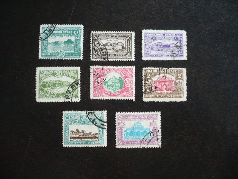 Stamps - India Charkhari - Scott# 28-31,33-36 - Used Part Set of 8 Stamps