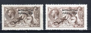 Morocco Agencies 1914-31 2s 6d GB Sea Horses opt values SG 50-51 2 shade MH