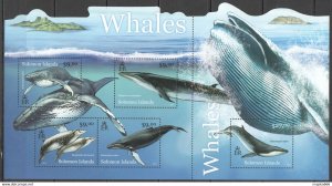 2012 Solomon Islands Whales Marine Life Fauna #1501-1505 1Sh ** Ls016