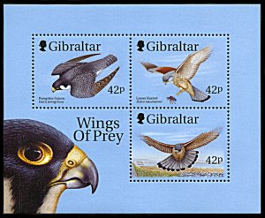 Gibraltar 814b, MNH, Raptors souvenir sheet