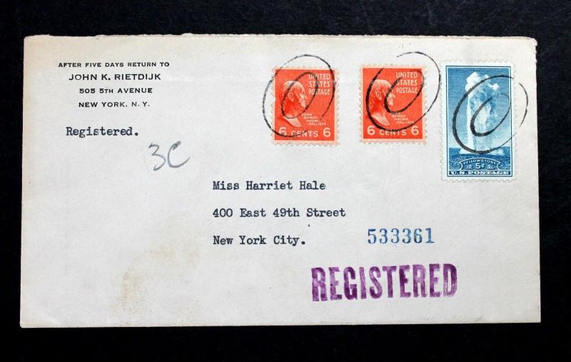 US Registered 1941 Cover with Sc# 744 and 811.