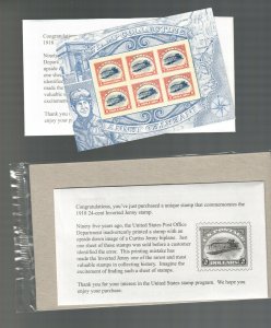 4806 INVERTED JENNY SOUVENIR SHEET ( PO SEALED) MNH, VF CAT $24 Face$!2.