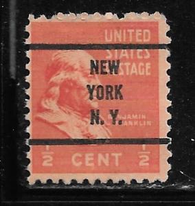 USA 803: 1/2c Franklin, New York precancel, used, F