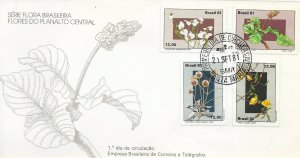 BRAZIL BRASIL 1981 FLOWERS FLORA BRASILEIRA  FIRST DAY COVER  SET OF 4 ON FDC