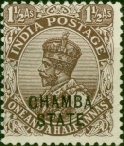 Chamba 1924 1 1/2a Chocolate SG57 V.F MNH