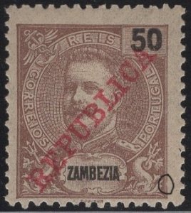 Zambezia 1911 MH Sc 60 50r King Carlos Variety