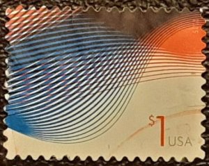 US Scott # 4953; used $1. Patriotic Waves from 2015; VF centering; off paper