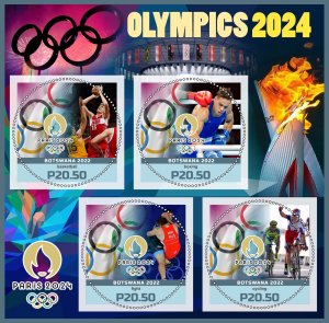 Stamps.  Olympic Games 2024 in Paris Botswana 2 sheet perforated 2022 year