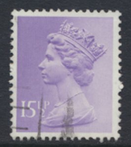 GB  Machin 15½p X948  Phosphor paper  Used  SC#  MH93  see scan and details