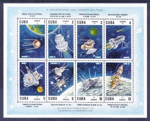 Cuba 1289a MNH 1967 Soviet Space Program IMPERF Souvenir Sheet of 8 Very Fine