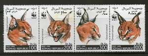 Somalia 1998 WWF Caracal Big Cat Wildlife Animals Fauna Se Tenant MNH # 243