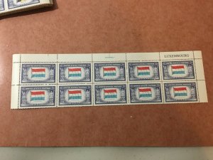 US SCOTT 912 OVERRUN COUNTRIES LUXEMBOURG 10 MARGIN BLOCK OG NH, fresh