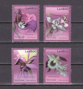 Sierra Leone, Scott cat. 3097 a-d. Orchid values from sheet. ^