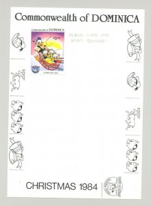 Dominica #872 Disney Christmas 1v Imperf Proof Attached to M/S Background