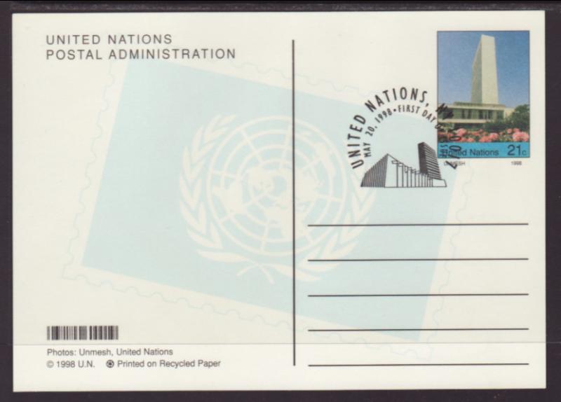 UN New York UX20 Postal Card U/A FDC