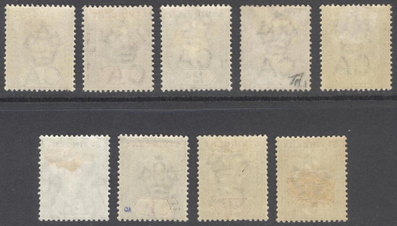 St Vincent 1902 1/2d-5s EVII Wmk Crown CA Scott 71-79 SG 76-84 MLH* Cat $179