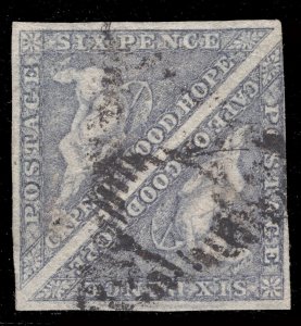 MOMEN: CAPE OF GOOD HOPE SG #7d 1863 BLUED PAPER PAIR USED £2,000+ LOT #65655