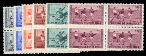 Costa Rica #C283-289 Cat$23.80, 1960 Soccer, complete set in blocks of four, ...