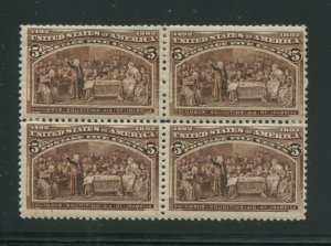 1890 United States Postage Stamps #234 Mint Hinged F/VF OG Block of 4 