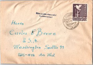 Germany 2M Dove Reaching for Peace 1948 Hildesheim to Seattle, Wash.  Wrinkle...