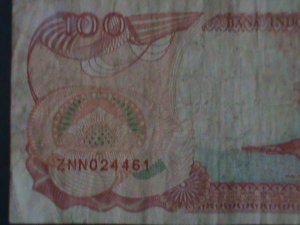 ​INDONESIA-1992-BANK INDONESIA-$100 RUPIAH- CIRCULATED-VF-32YEARS OLD