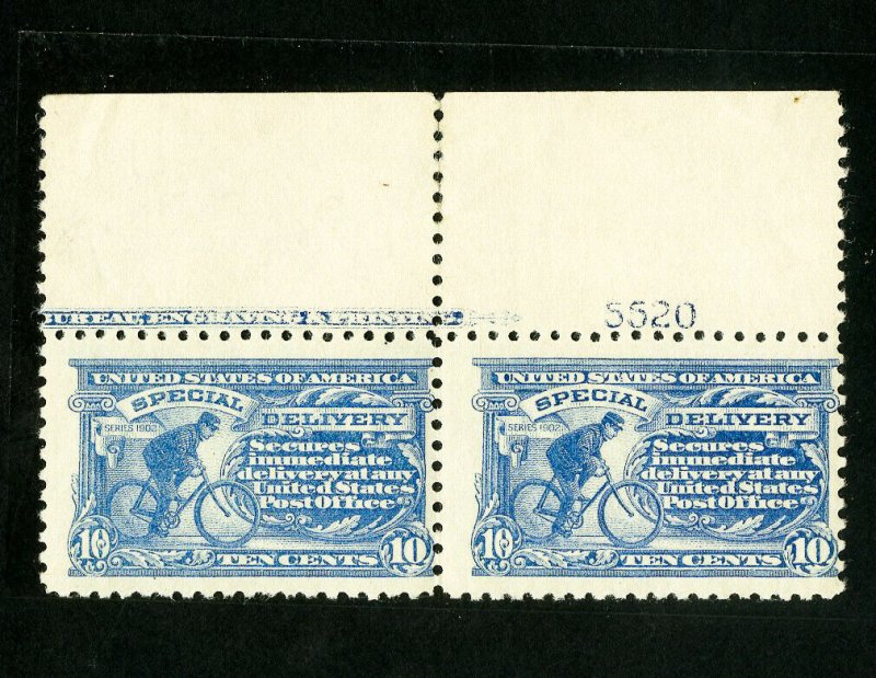 US Stamps # E9 F+ Wide top plate imprint pair OG NH Scott Value $1,500.00