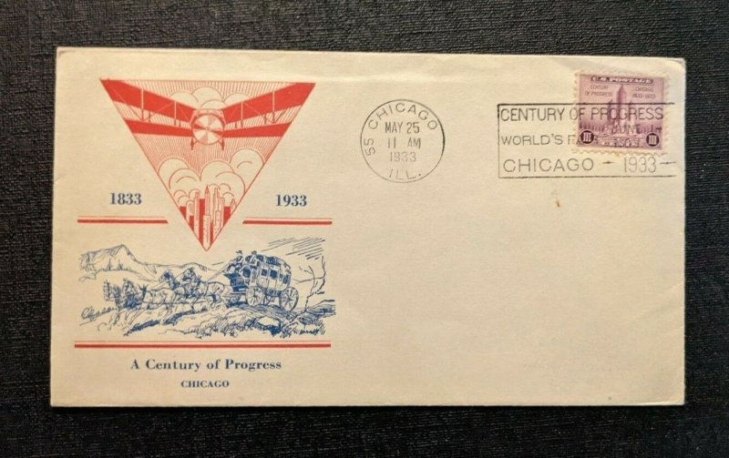 1933 Century of Progress Chicago IL FDC 729 27 Cover